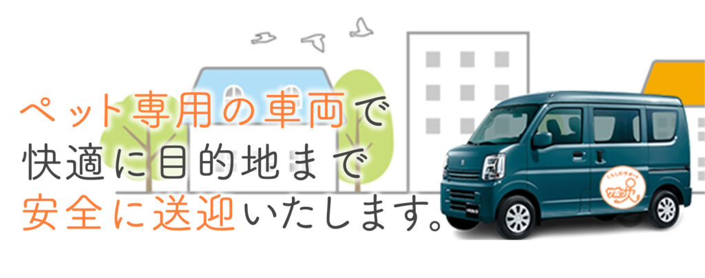 ペット専用の車両で快適に目的地まで安全に送迎いたします。